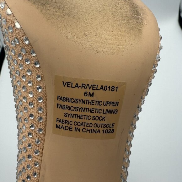 Steve Madden VELA-R TAN RHINESTONE STUD FABRIC Ankle Boot Bootie Heel Size 6 - Picture 7 of 7